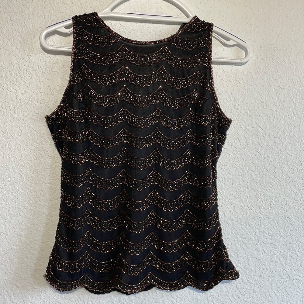 NWT J Kara New York beaded blouse camisole top, small